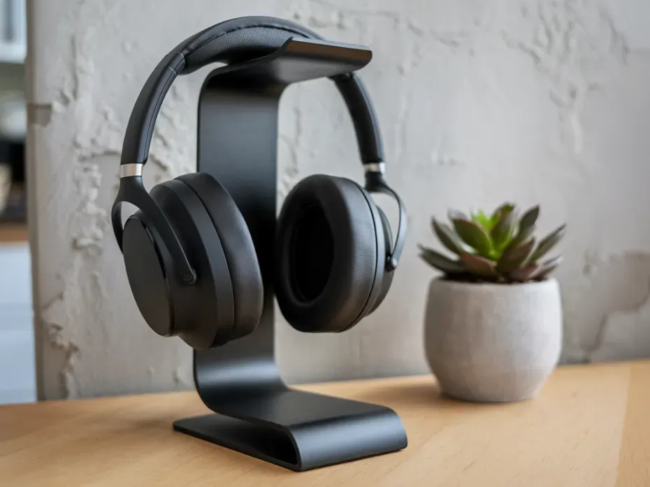 Soporte de auriculares con base ancha