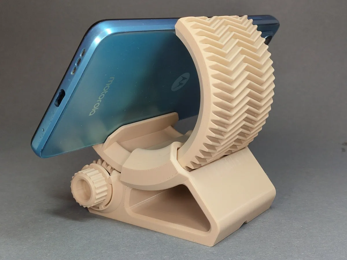 Soporte de celular con engranajes regulables