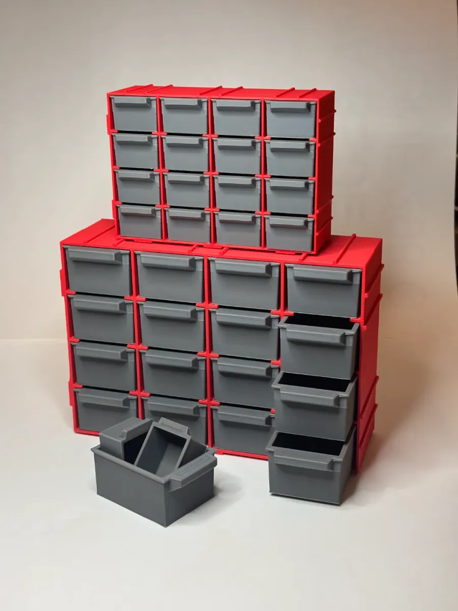 Organizadores apilables de taller en tres alturas