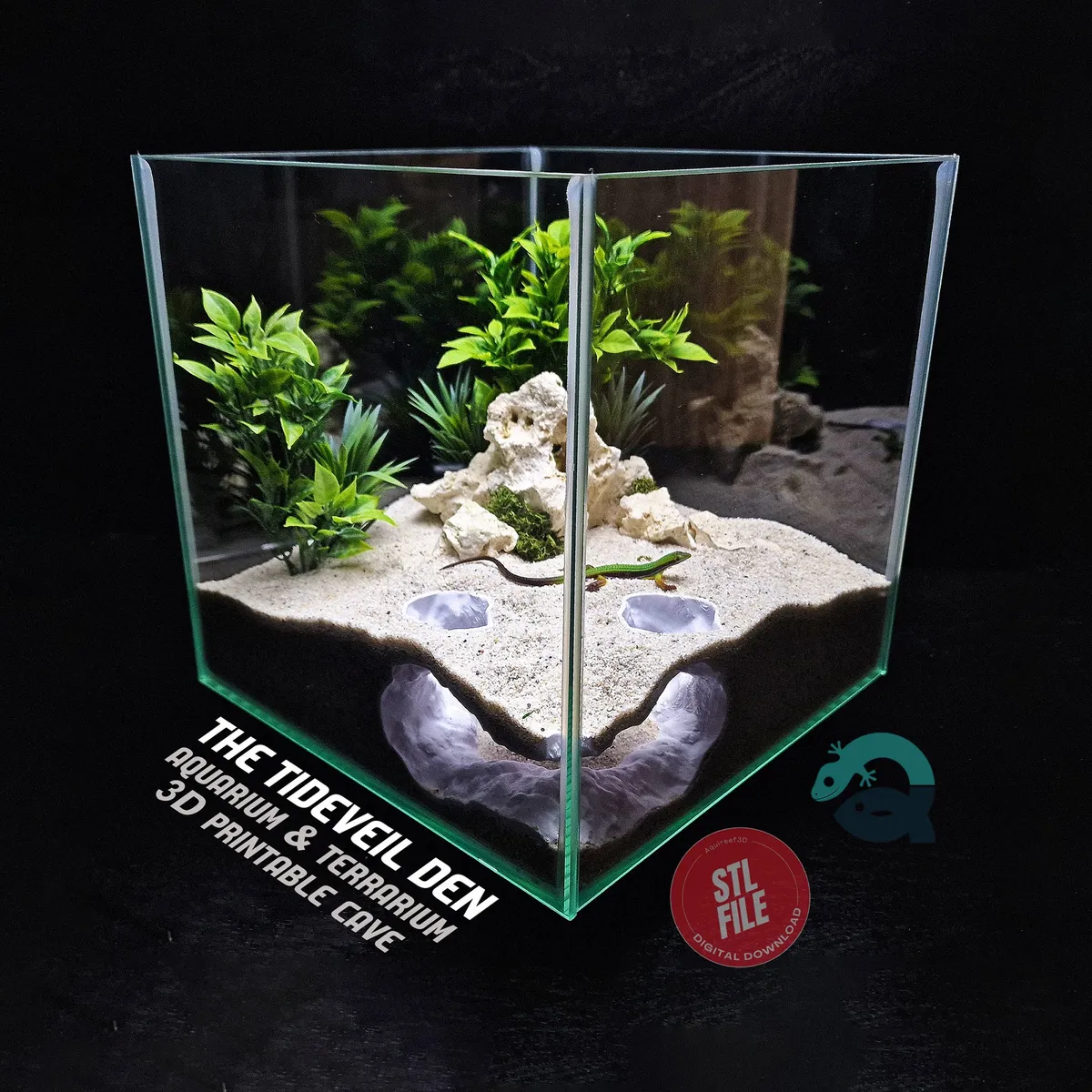 Cueva esquinera para acuario y terrario