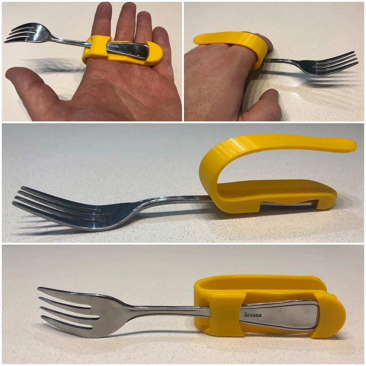 Sujetador de cubiertos para mano sin fuerza