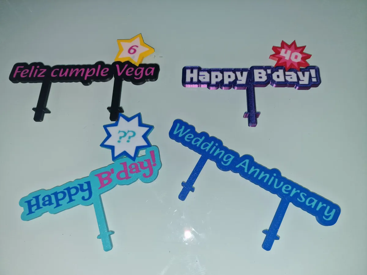 Cartel de cumpleaños para torta con nombre