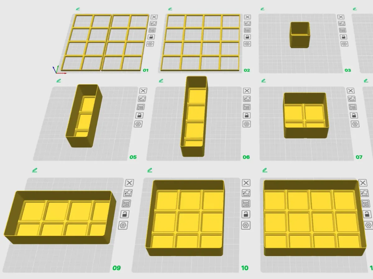 Juego de bandejas modulares caladas ultralivianas