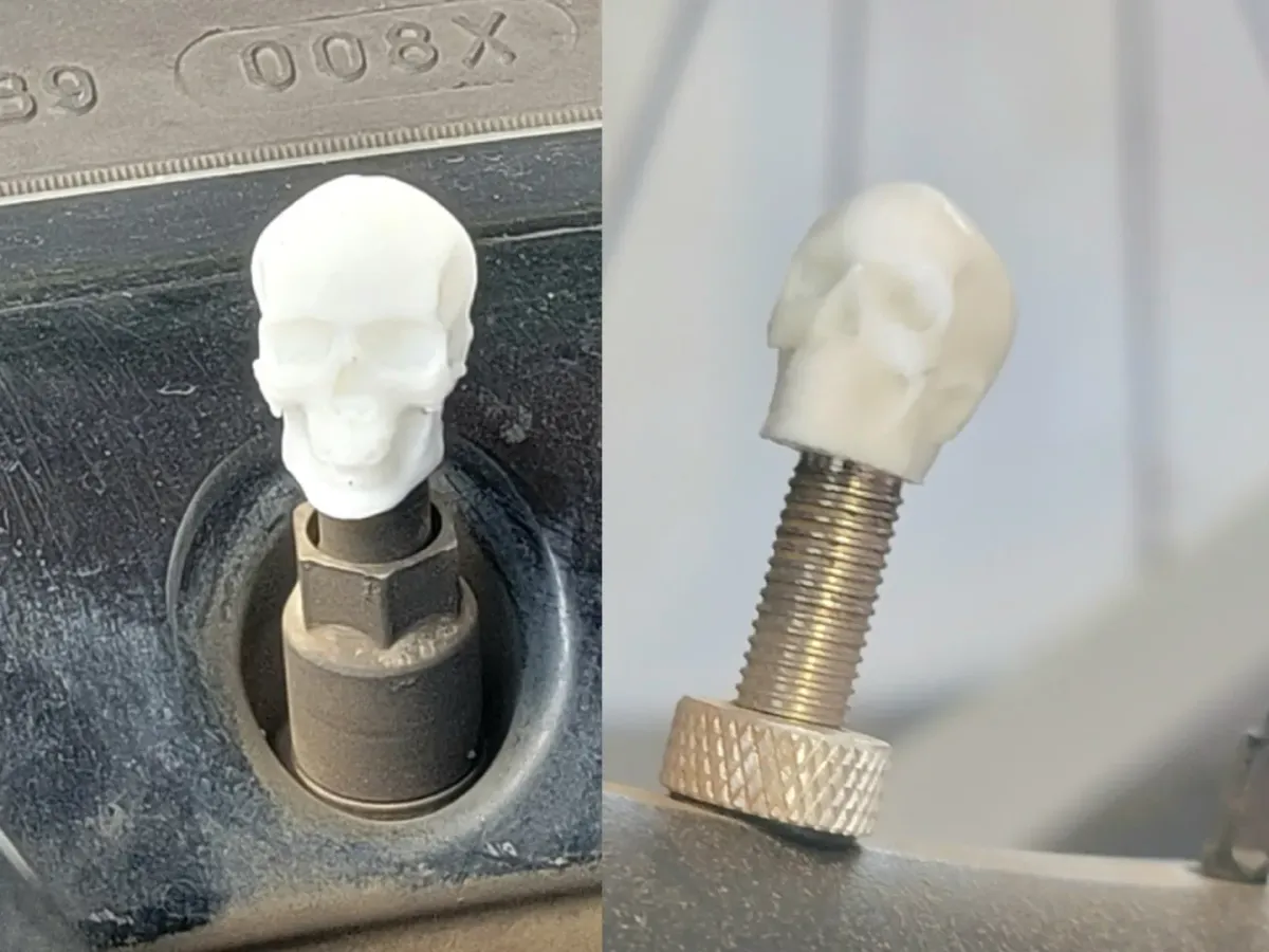 Tapas de válvula con forma de calavera