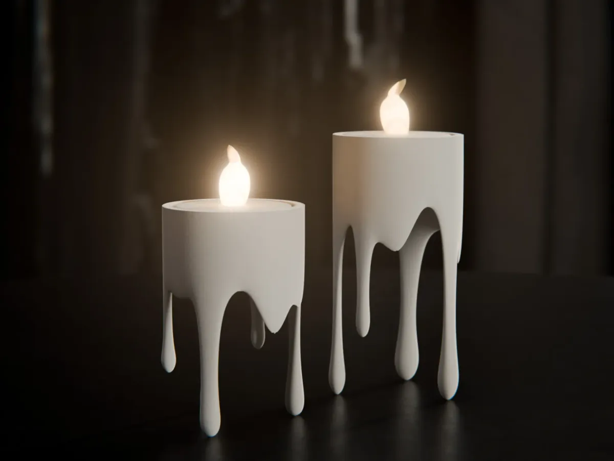Portavelas con forma de vela chorreada