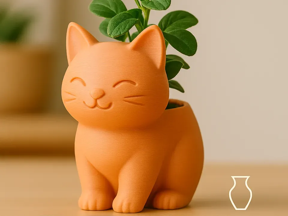 Maceta grande con forma de gato sentado