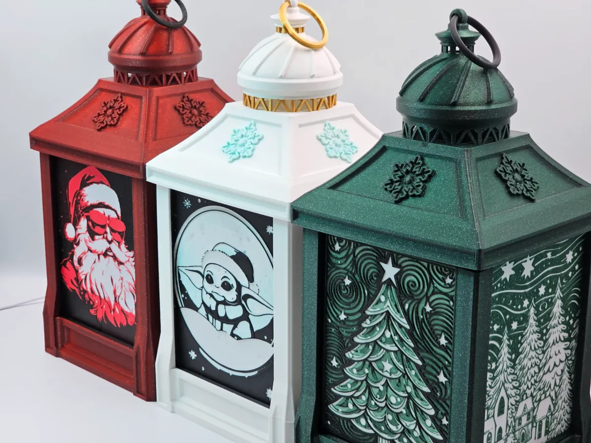 Farol de navidad con paneles calados