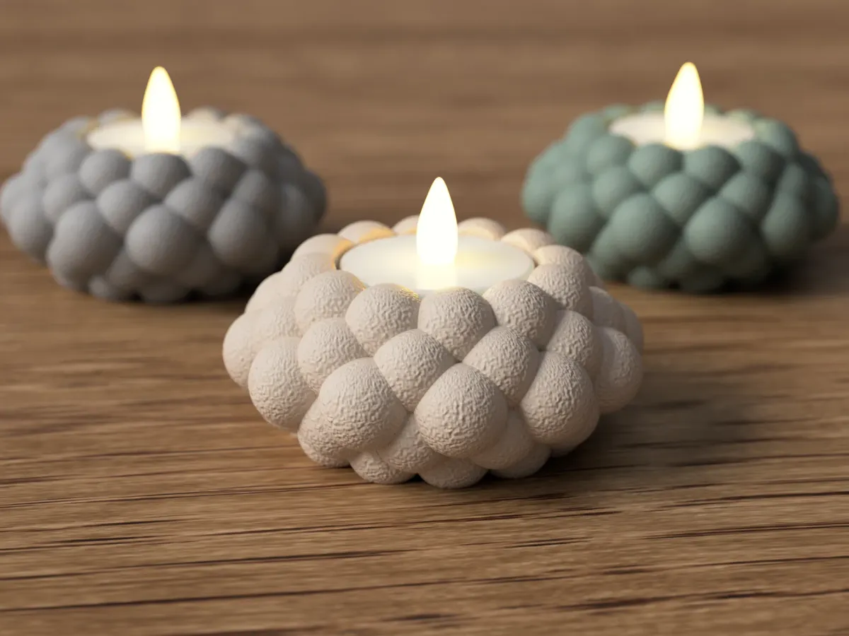 Portavelas con relieve de burbujas