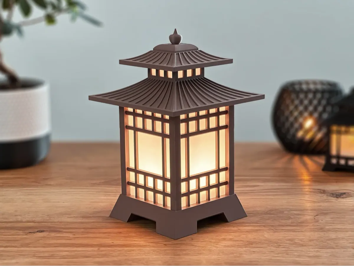 Farol de líneas japonesas con paneles difusores