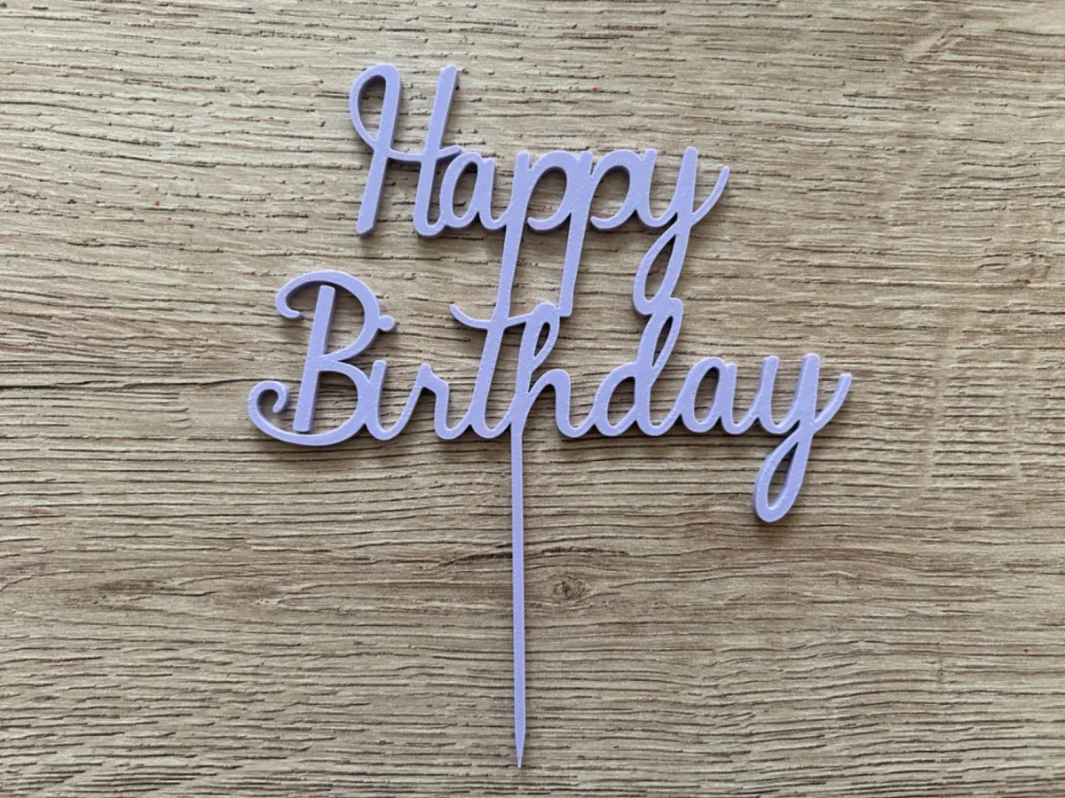 Cartel de feliz cumpleaños en letra cursiva
