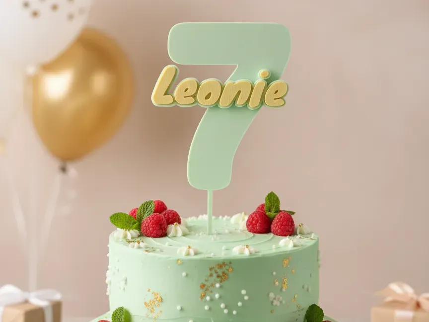 Cartel para torta con edad y nombre