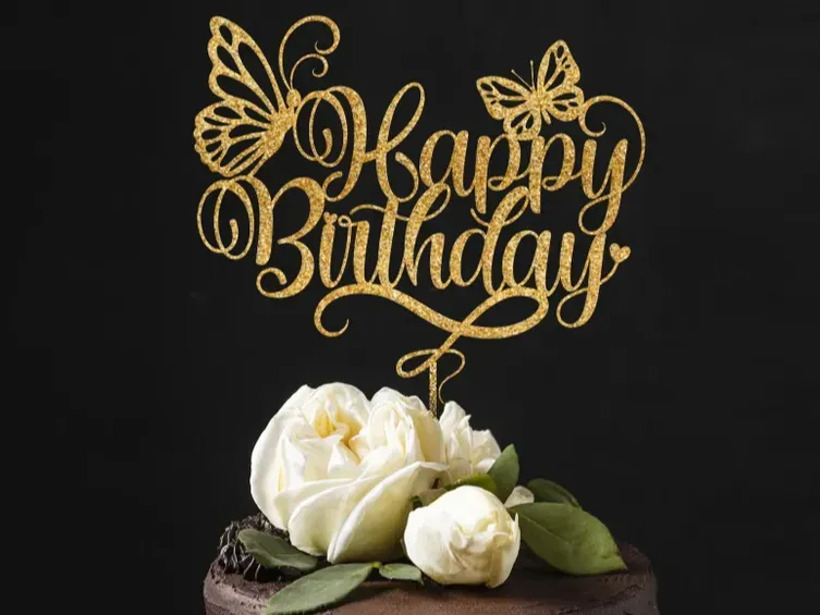 Cartel de feliz cumpleaños en doble capa