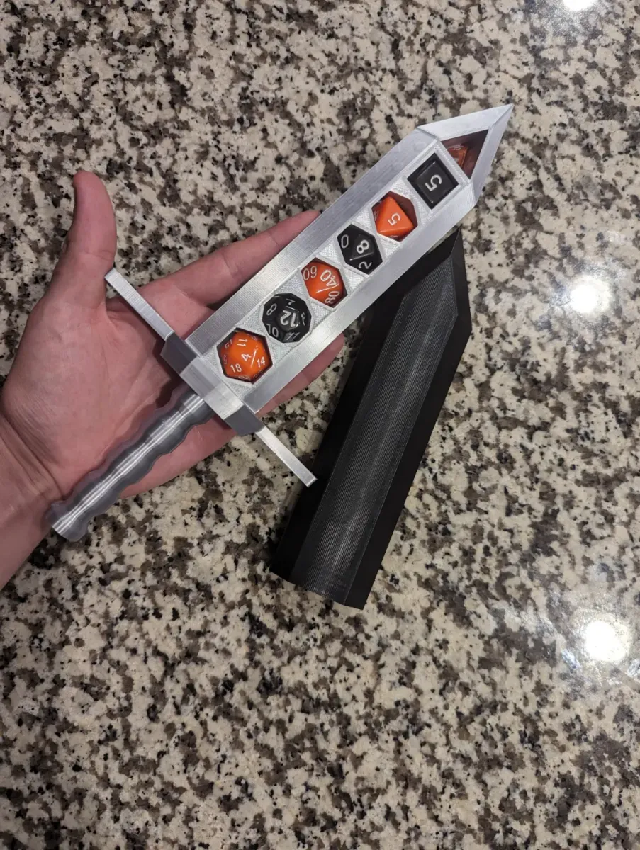 Soporte para juego de siete dados de rol