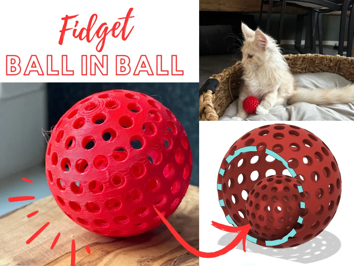 Pelota para gato con otra pelota adentro