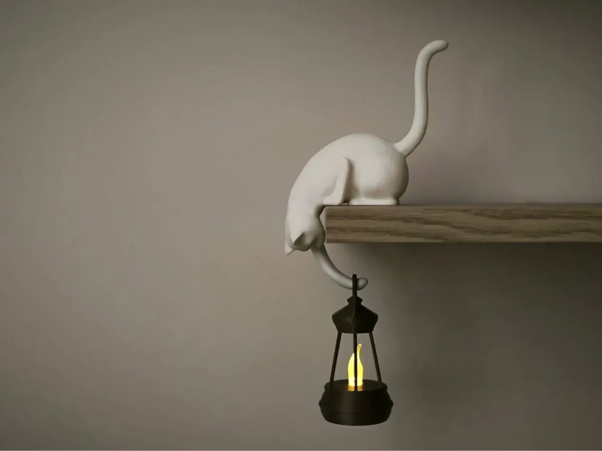 Gancho con silueta de gato para linterna