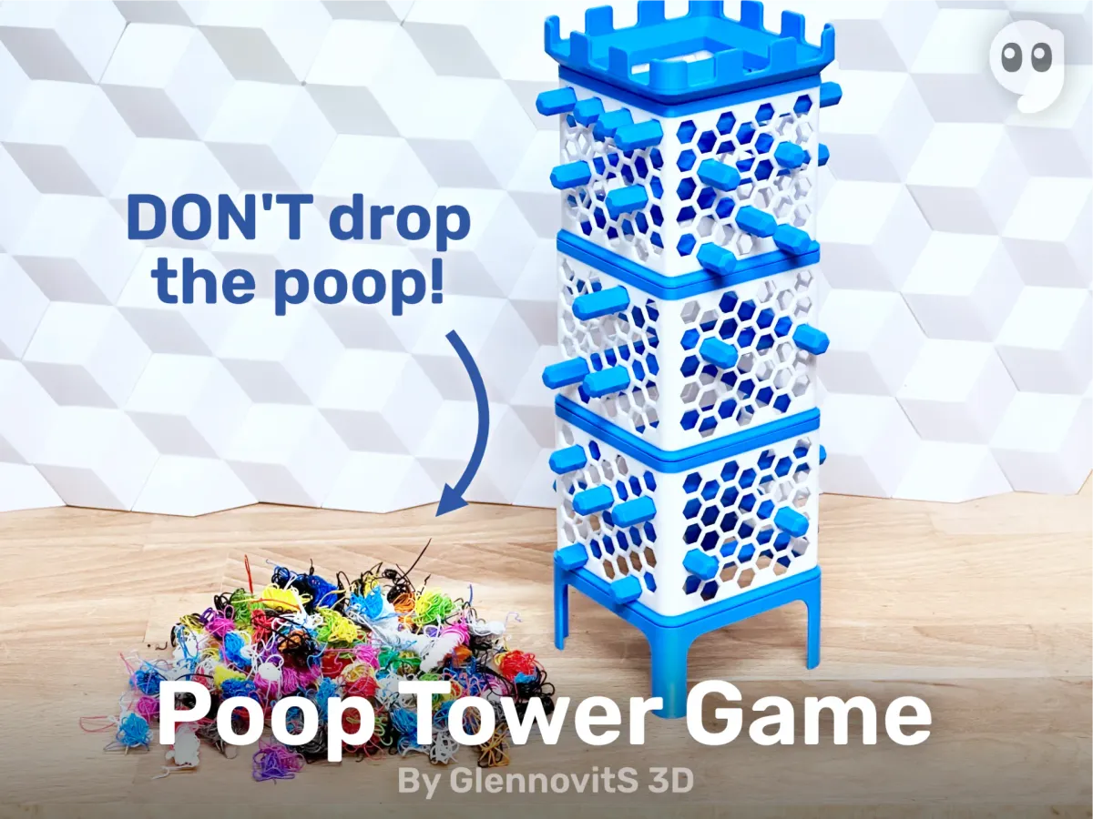 Torre de bloques con personaje que se cae