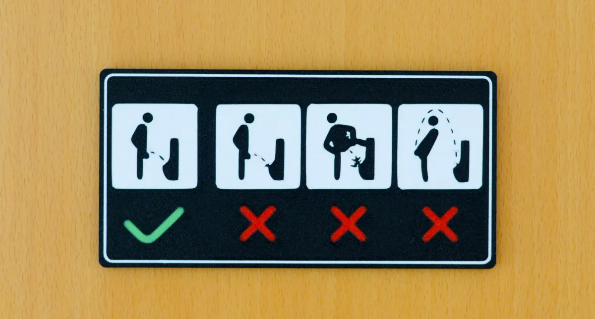 Cartel de baño con dibujo en dos colores