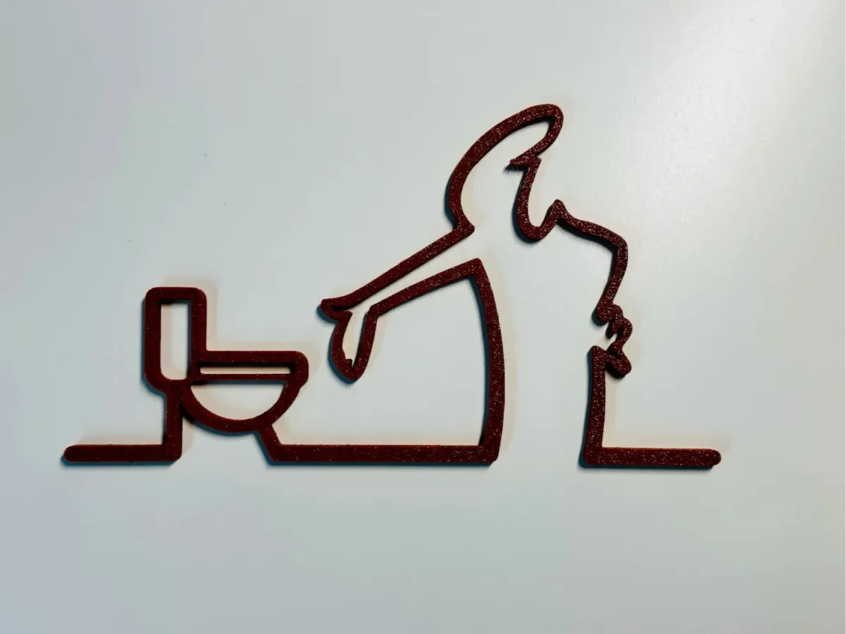 Señal de baño con figura de línea continua