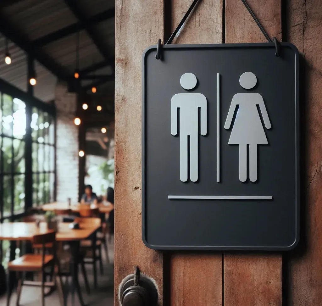 Placa de puerta de baño con símbolo