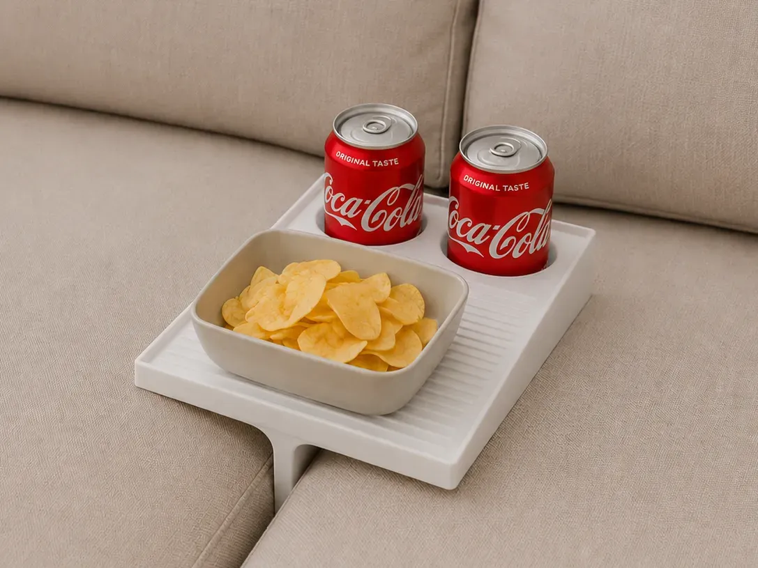 Bandeja para brazo de sillón con dos portavasos