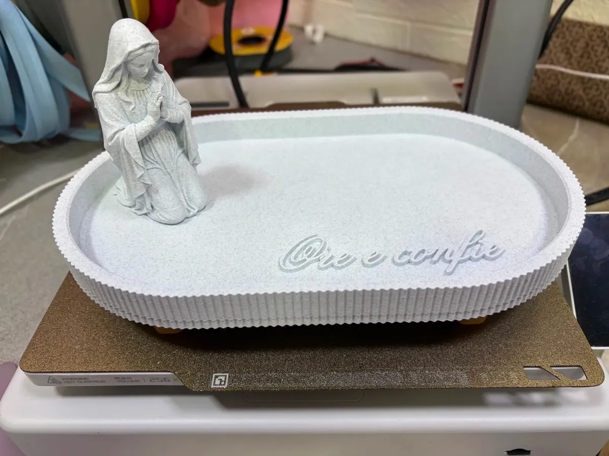 Soporte para rosario con imagen de la Virgen