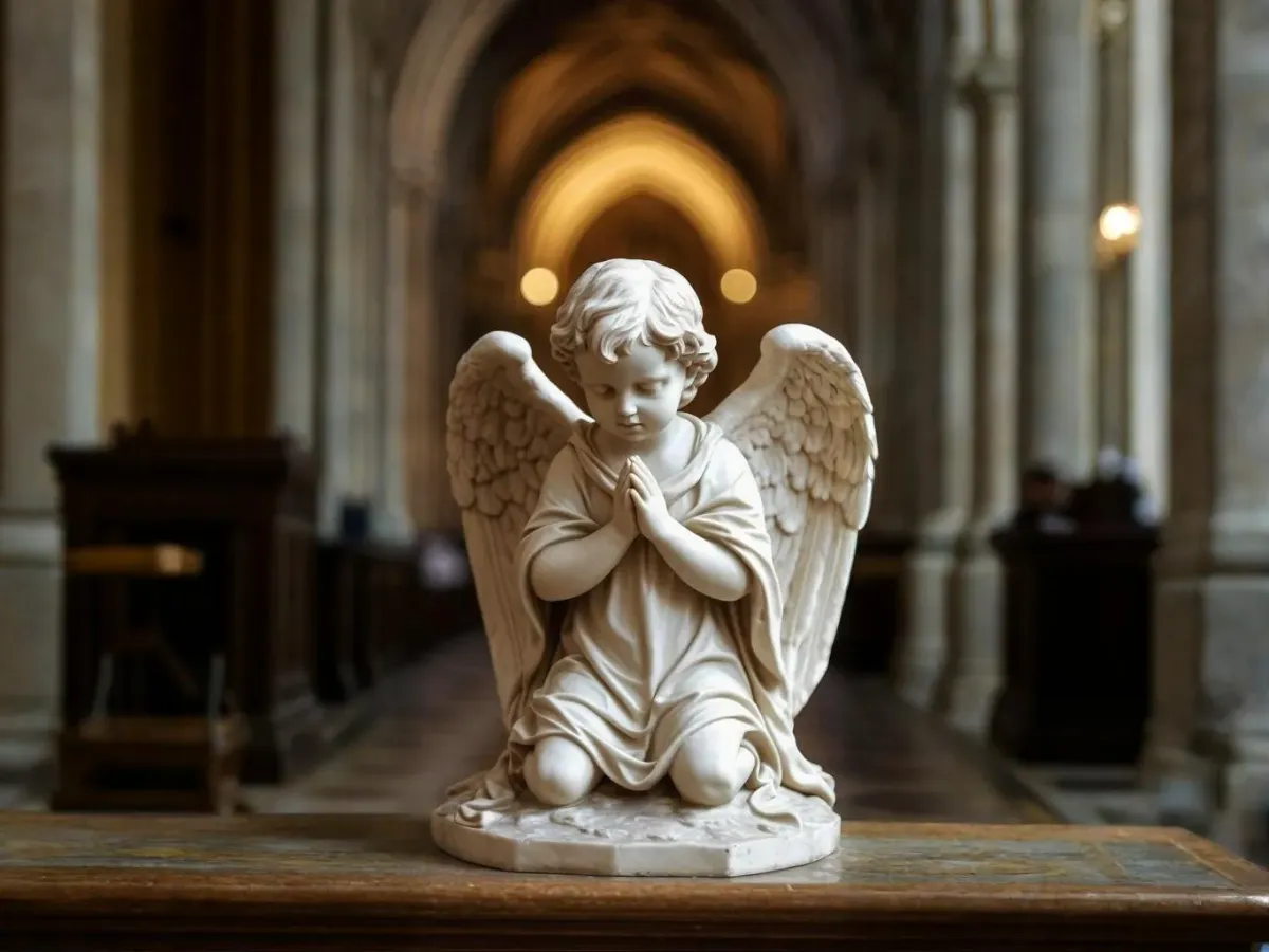 Figura de angelito arrodillado en oración