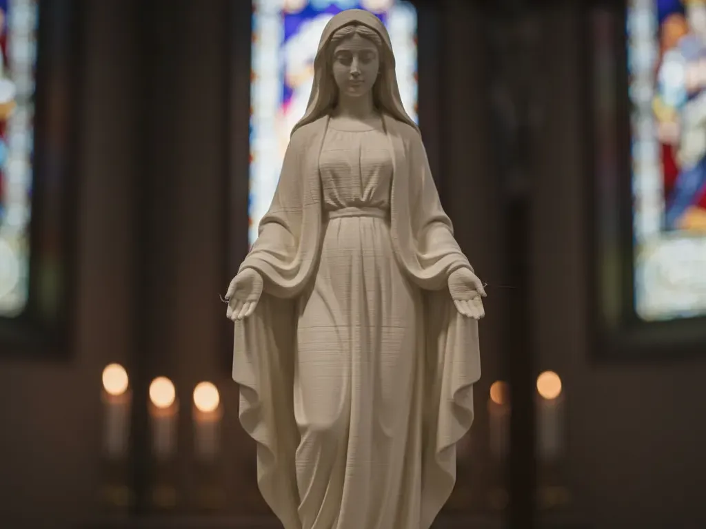 Imagen de la Virgen con manto trabajado