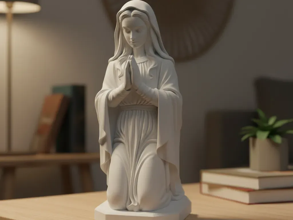Estatuilla de la Virgen con manto plegado
