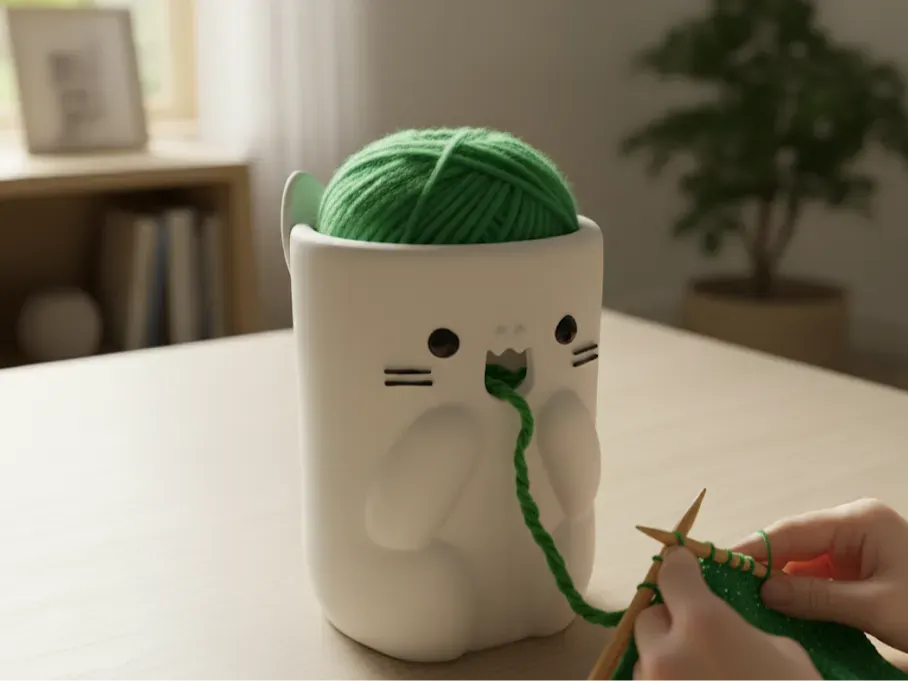 Maceta y portalápices con forma de gato