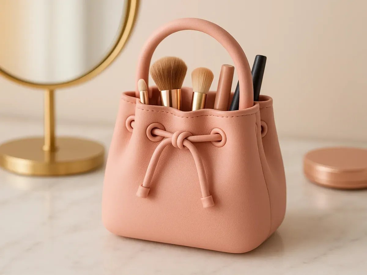 Portapinceles con forma de bolsa fruncida