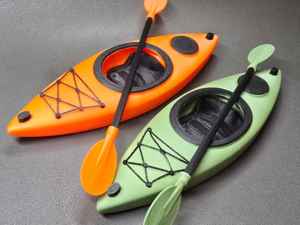 Kayak con remo en miniatura para maquetas