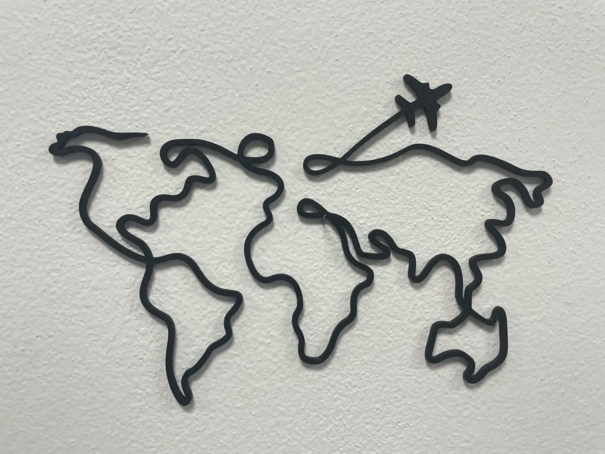 Mapamundi calado para pared por continentes