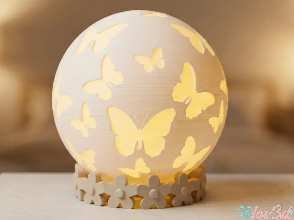 Farol de mariposas caladas con base floral