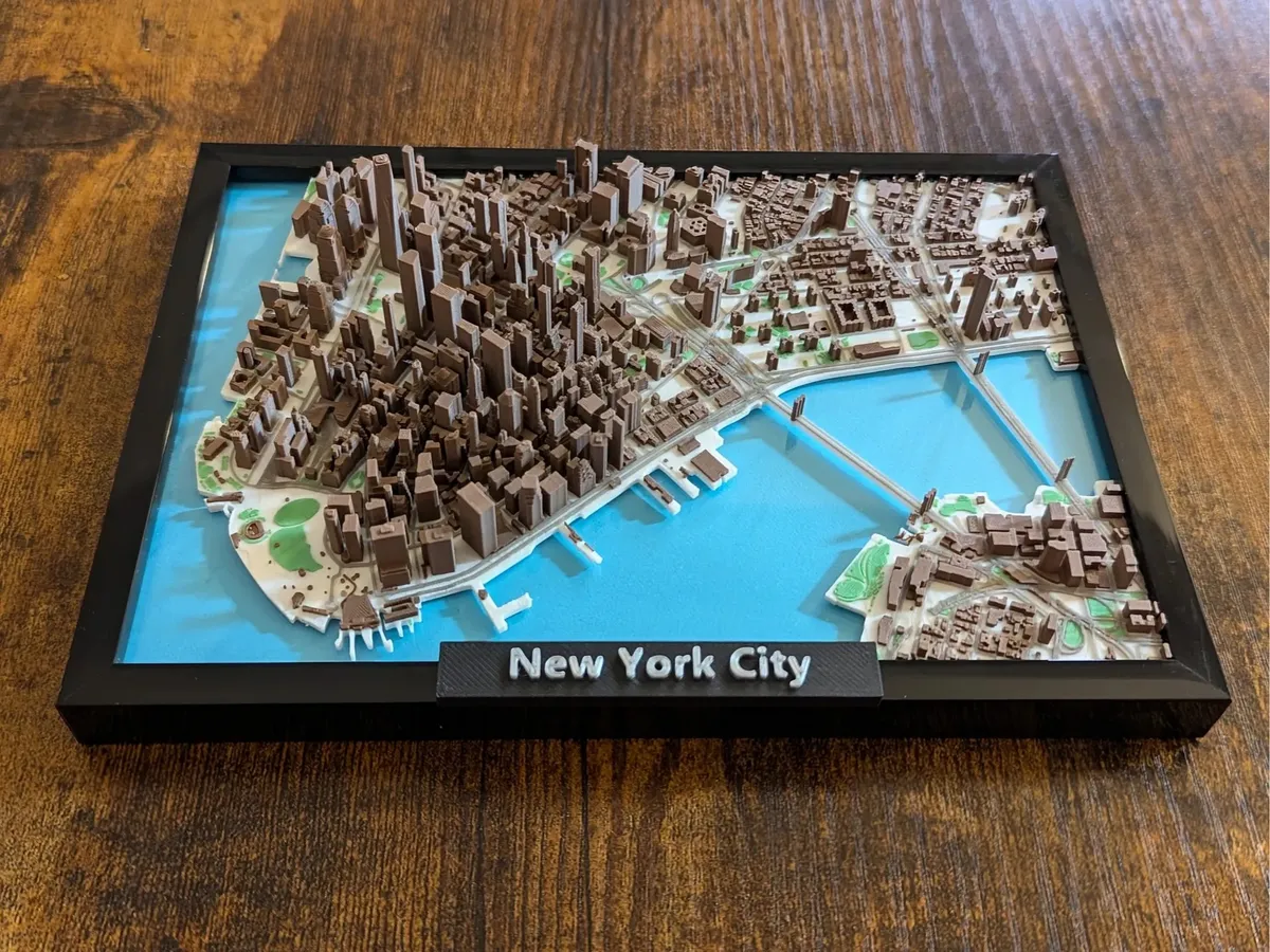 Maqueta del bajo Manhattan en varios colores