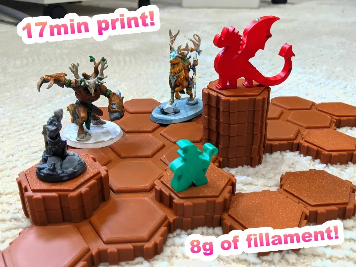 Losetas hexagonales de terreno para juegos de mesa