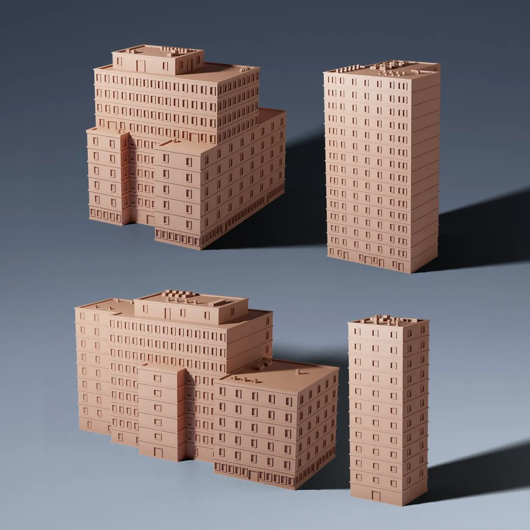 Torre vecina de ocho pisos, escala 1:200