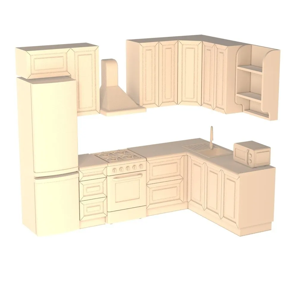 Cocina, heladera y bajo mesada, escala 1:20