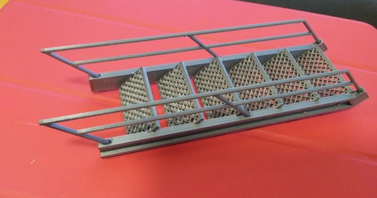 Tramo de escalera con baranda reglamentaria, escala 1:20