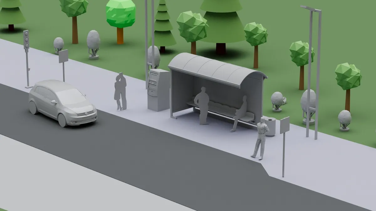 Cesto de basura para maqueta, escala 1:50