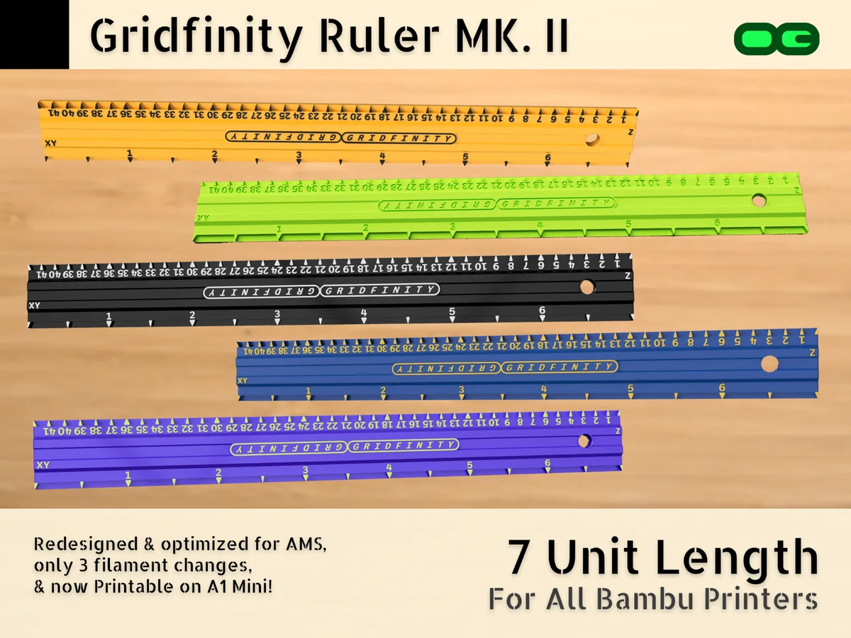 Regla Gridfinity de siete unidades