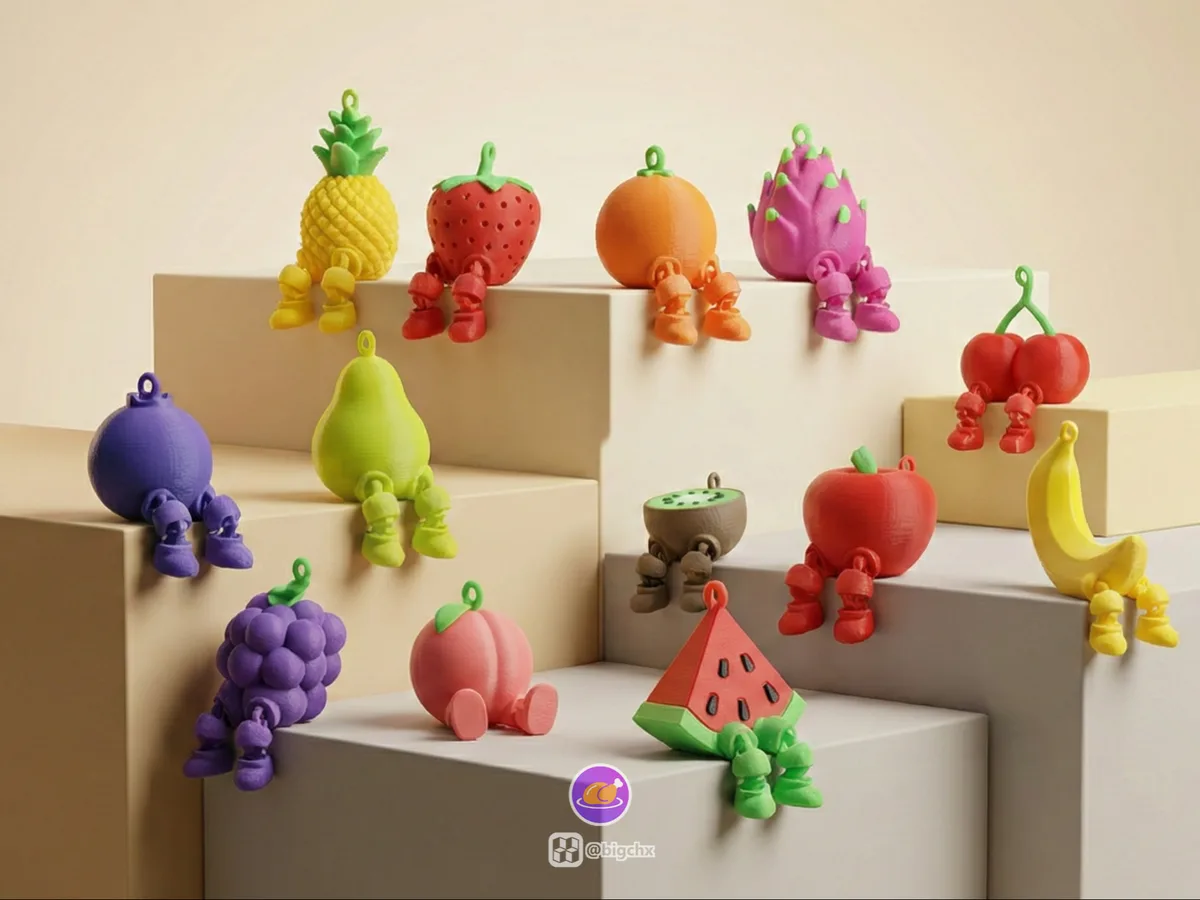 Llaveros de frutas articuladas