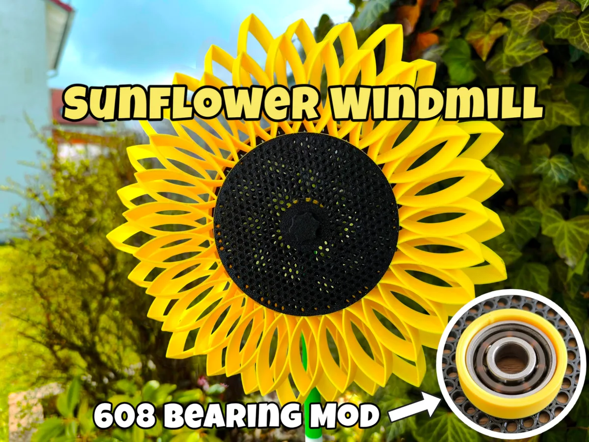 Molino de jardín con forma de girasol