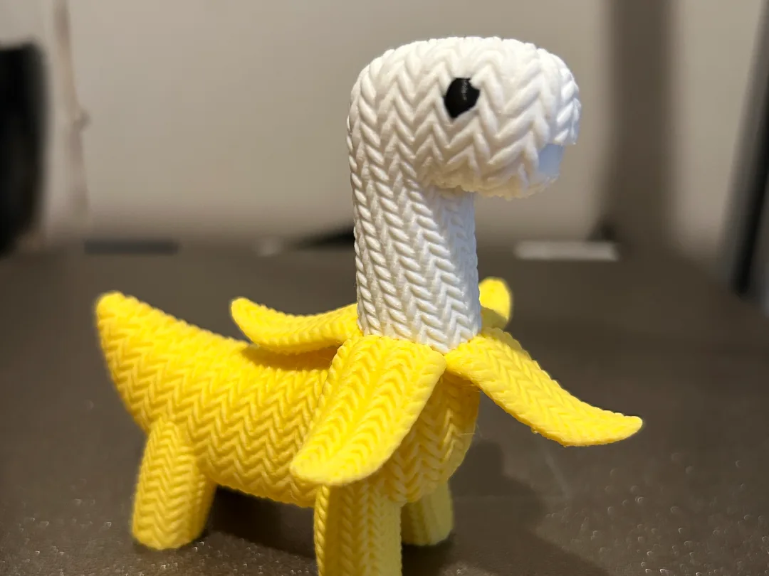 Banana dinosaurio con textura de tejido