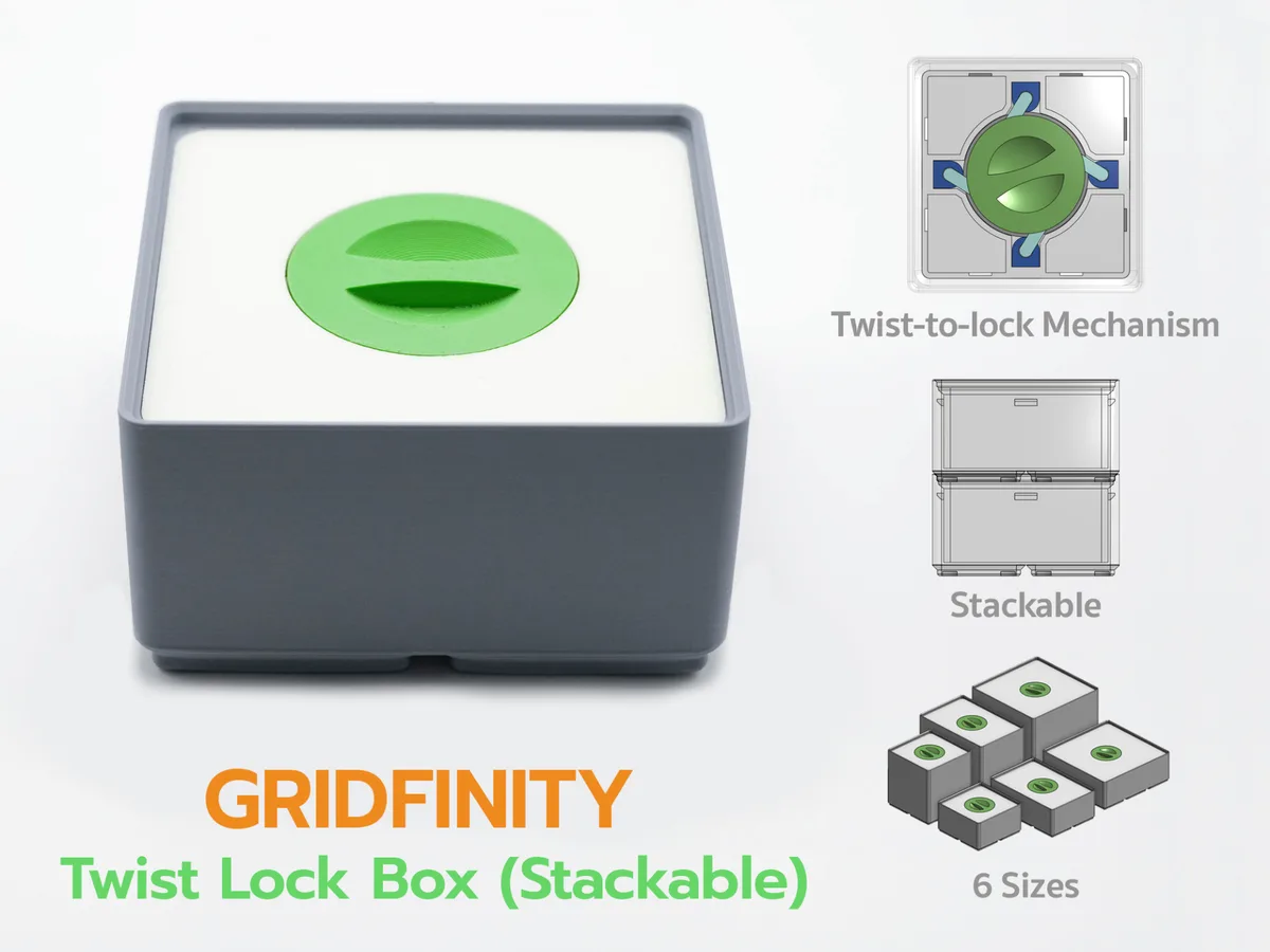 Caja Gridfinity con tapa a rosca