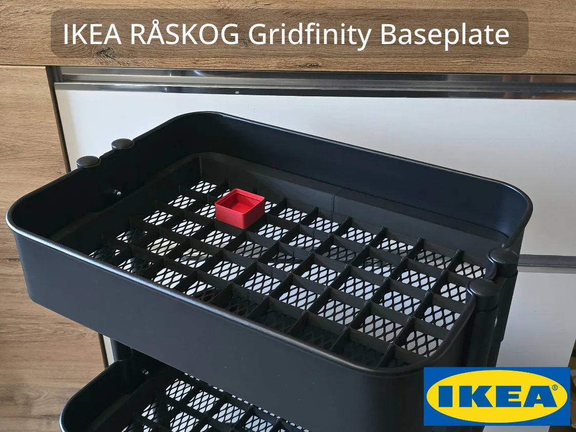 Base Gridfinity para carrito de tres estantes