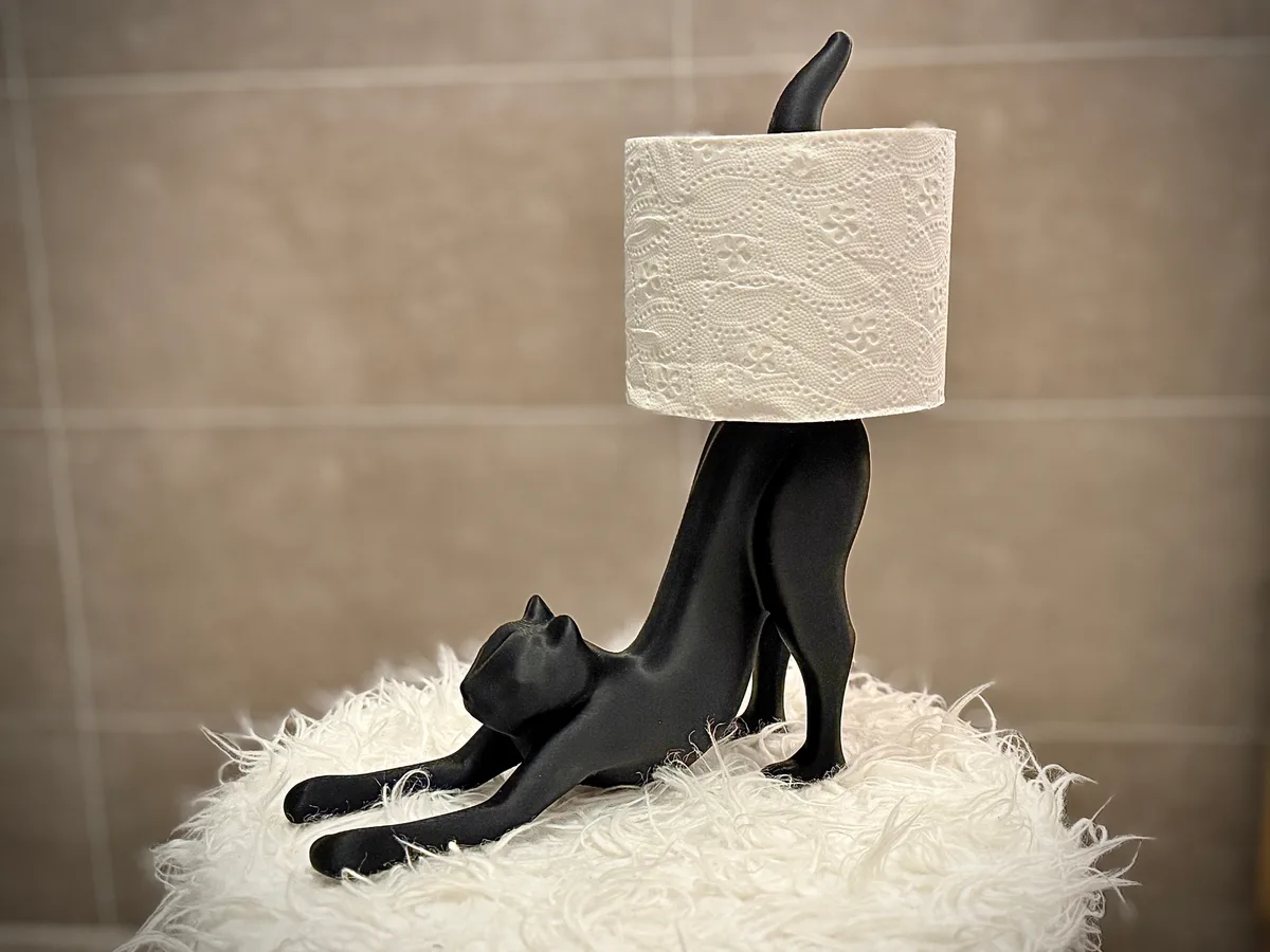 Portarrollos gato estirándose