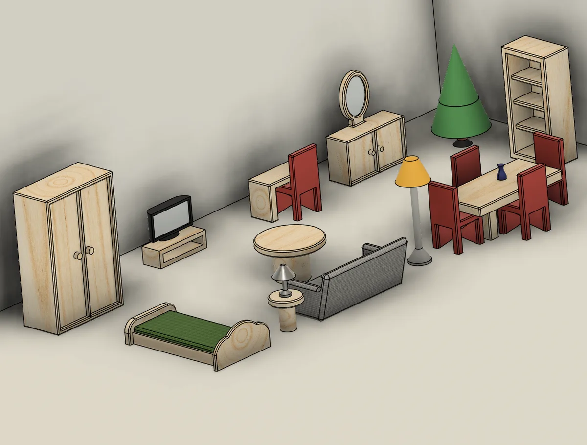 Juego de muebles para casa de muñecas