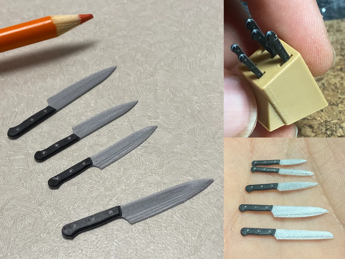 Juego de cuchillos con taco en miniatura