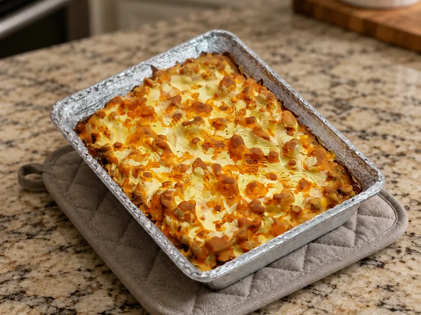 Plato de pasta gratinada en miniatura