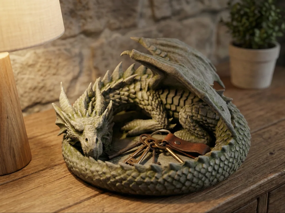 Bandeja de llaves con dragón dormido